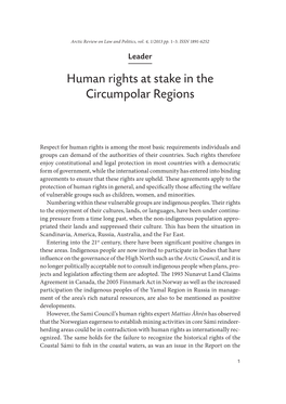 Human Rights at Stake in the Circumpolar Regions Øyvind Ravna