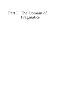 Part I the Domain of Pragmatics HH 1 Implicature