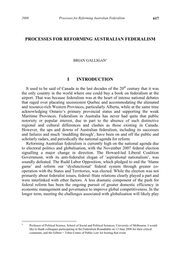 Processes for Reforming Australian Federalism Into Two Broad Conventional Types: Constitutional and Political