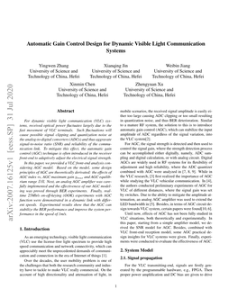 Arxiv:2007.16125V1 [Eess.SP] 31 Jul 2020 This Paper, Starting from a Simple Ampliﬁer Model, We De- 1