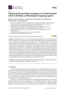 Exploring Diverse-Ring Analogues on Combretastatin A4 (CA-4) Oleﬁn As Microtubule-Targeting Agents