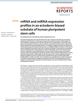 Mrna and Mirna Expression Profiles in an Ectoderm-Biased Substate Of