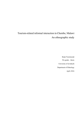 Tourism-Related Informal Interaction in Chembe, Malawi an Ethnographic Study