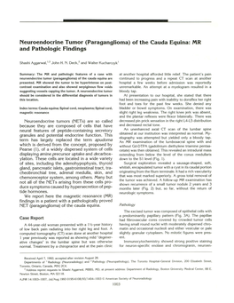 Neuroendocrine Tumor (Paraganglioma) of the Cauda Equina: MR and Pathologic Findings