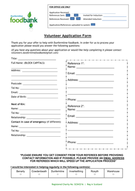 Volunteer Application Form