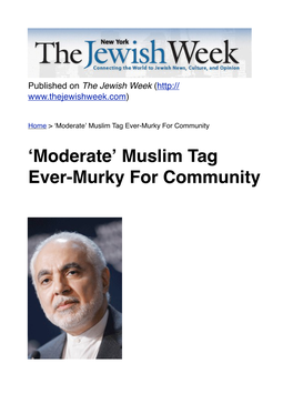 ʻmoderateʼ Muslim Tag Ever-Murky for Community