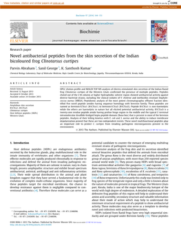 Novel Antibacterial Peptides from the Skin Secretion of the Indian Bicoloured Frog Clinotarsus Curtipes