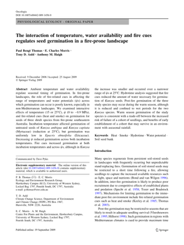 The Interaction of Temperature, Water Availability and Fire Cues Regulates