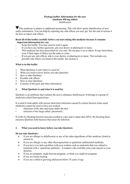 Package Leaflet: Information for the User Quofenix 450 Mg Tablets Delafloxacin