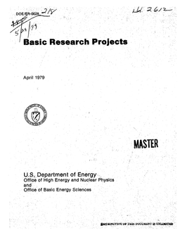 U.Sv Department of Energy Office of High Energy and Nuclear Physics and Office of Basic Energy Sciences DOE/ER-0028 UC-2