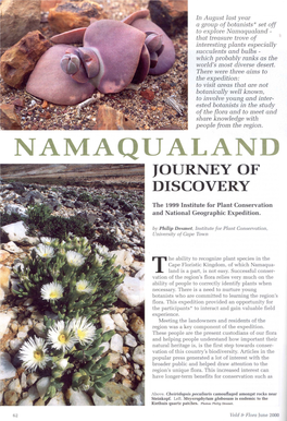 Namaqualand ­ That Treasure Trove of Interesting Plants Especially Succulents and Bulbs ­ Which Probably Ranks As the World's Most Diverse Desert