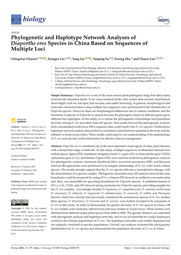 Phylogenetic and Haplotype Network Analyses of Diaporthe Eres Species in China Based on Sequences of Multiple Loci