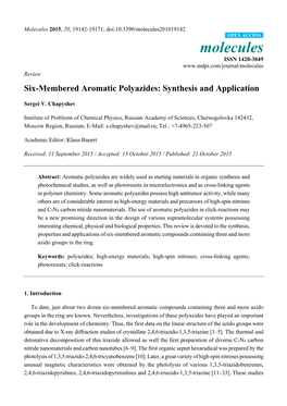 Six-Membered Aromatic Polyazides: Synthesis and Application