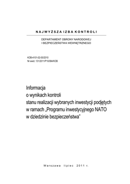 Programu Inwestycyjnego NATO W Dziedzinie Bezpieczeństwa