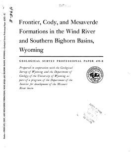 Frontier, Cody, and Mesaverde Formations in the Wind River and Southern Bighorn Basins, Wyoming