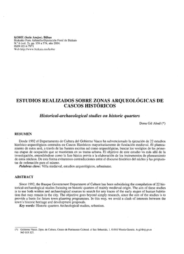 Estudios Realizados Sobre Zonas Arqueológicas De Cascos Históricos