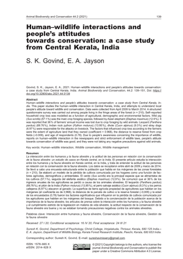 Human–Wildlife Interactions and People's Attitudes Towards