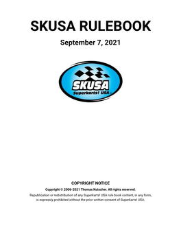2021 SKUSA Rulebook