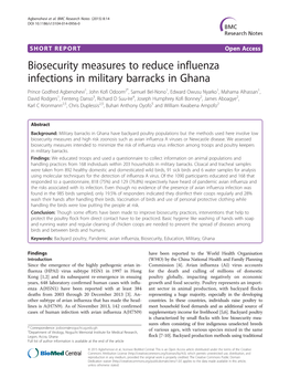 Biosecurity Measures to Reduce Influenza Infections