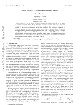 Muon Physics: a Pillar of the Standard Model