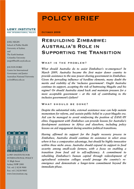 Rebuilding Zimbabwe: Australia's Role in Supporting the Transition