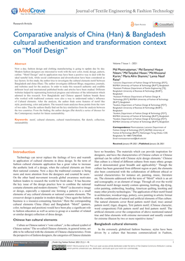 Comparative Analysis of China (Han) & Bangladesh Cultural Authentication and Transformation Context On