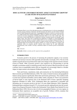 Does Altitude and Forest Density Affect Economic Growth? a Case Study of Kalimantan Barat