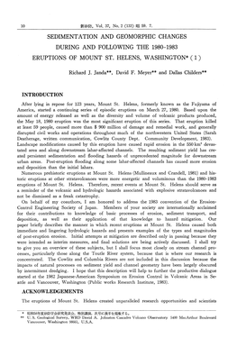 Sedimentation and Geomorphic Changes During and Following the 1980-1983 Eruptions of Mount St