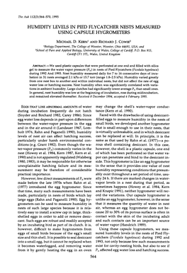 Humidity Levels in Pied Flycatcher Nests Measured Using Capsule Hygrometers