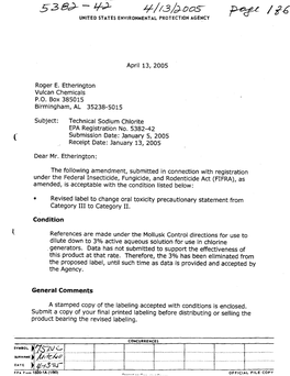 U.S. EPA, Pesticide Product Label, TECHNICAL SODIUM CHLORITE