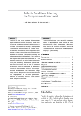 Arthritic Conditions Affecting the Temporomandibular Joint