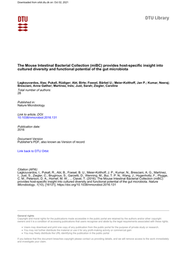 The Mouse Intestinal Bacterial Collection (Mibc) Provides Host-Specific Insight Into Cultured Diversity and Functional Potential of the Gut Microbiota