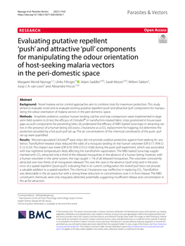 Evaluating Putative Repellent 'Push' and Attractive 'Pull'