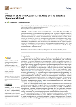 Extraction of Al from Coarse Al–Si Alloy by the Selective Liquation Method