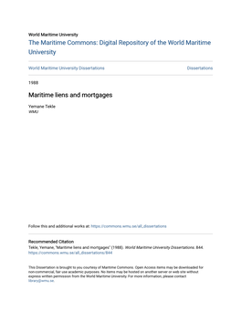 Maritime Liens and Mortgages