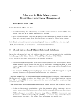 Advances in Data Management Semi-Structured Data Management