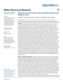 Hydraulic Reconstruction of the 1818 Giétro Glacial Lake Outburst Flood