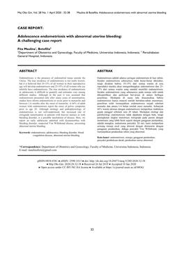 Adolescence Endometriosis with Abnormal Uterine Bleeding