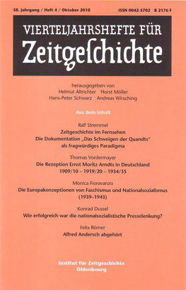 Vierteljahrshefte Für Zeitgeschichte Jahrgang 58(2010) Heft 4