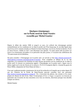 Quelques Témoignages Sur La Poche Nord De Saint-Nazaire Recueillis Par Michel Gautier