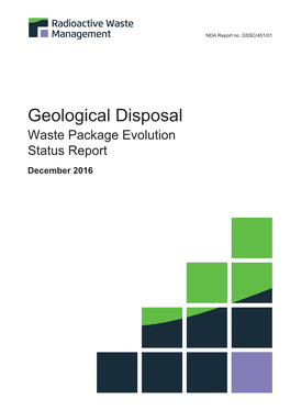 Geological Disposal Waste Package Evolution Status Report December 2016