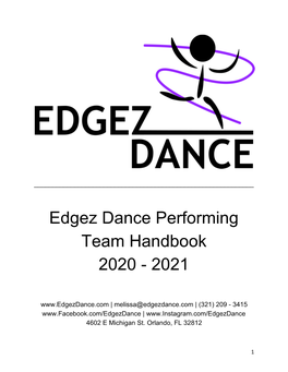 Edgez Dance Performing Team Handbook 2020 - 2021