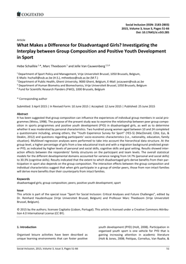 What Makes a Difference for Disadvantaged Girls? Investigating the Interplay Between Group Composition and Positive Youth Development in Sport