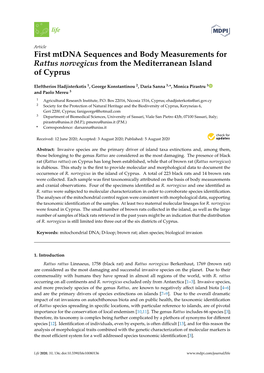 First Mtdna Sequences and Body Measurements for Rattus Norvegicus from the Mediterranean Island of Cyprus