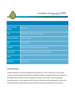 SWASFT Mass Casualty Plan