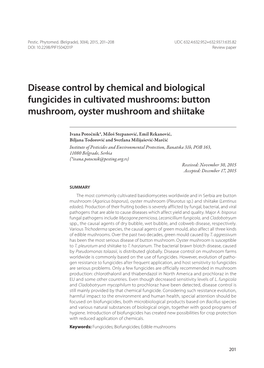 Disease Control by Chemical and Biological Fungicides in Cultivated Mushrooms: Button Mushroom, Oyster Mushroom and Shiitake