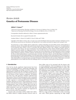 Review Article Genetics of Proteasome Diseases