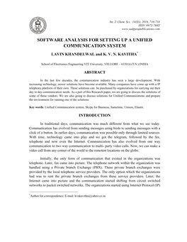 Software Analysis for Setting up a Unified Communication System