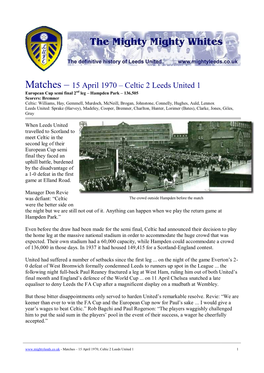 Matches – 15 April 1970 – Celtic 2 Leeds United 1