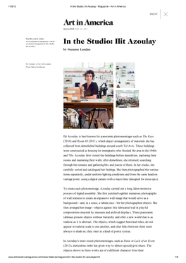 In the Studio: Ilit Azoulay - Magazine - Art in America